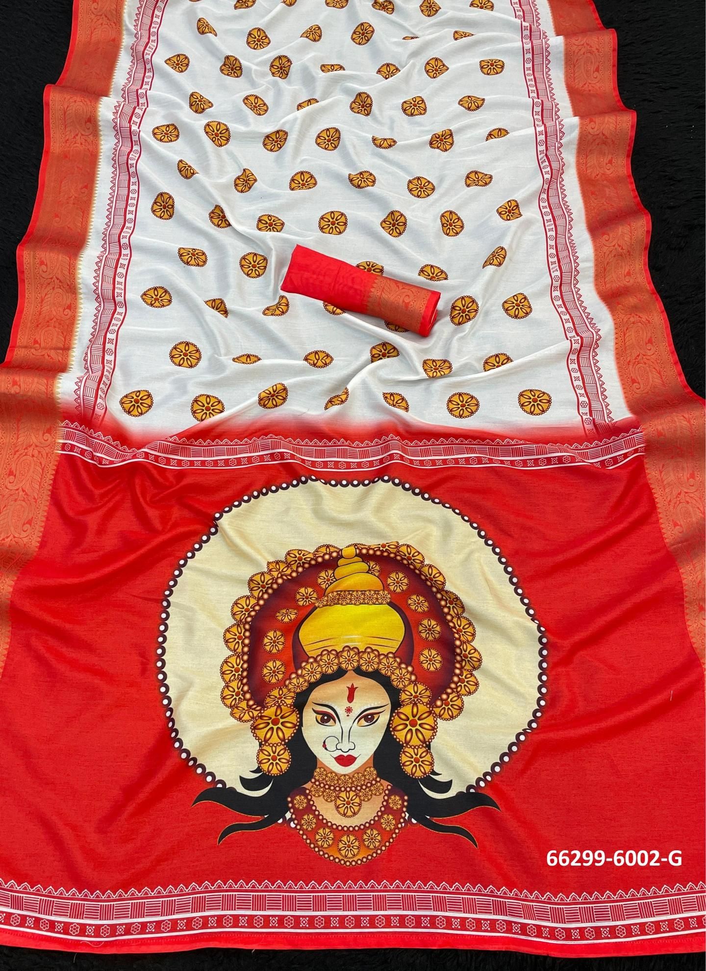 DURGA POOJA SPECIAL 6002 - Catalog # 66299 (Set of 8 Sarees)