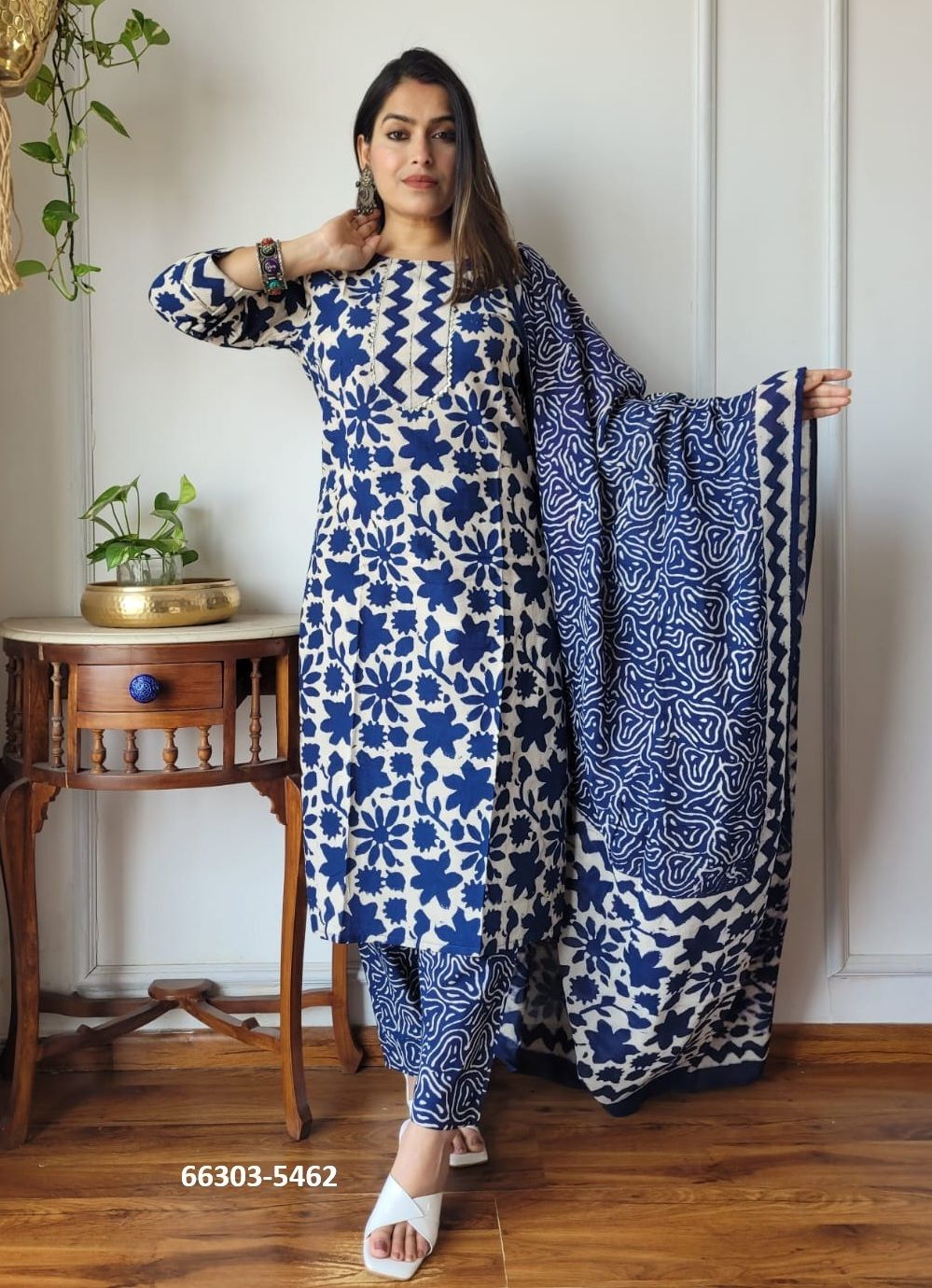 PURE HAND BAGRU PRINT COTTONS 1 - Catalog # 66303 (Set of 10 Readymade Salwar Suits)