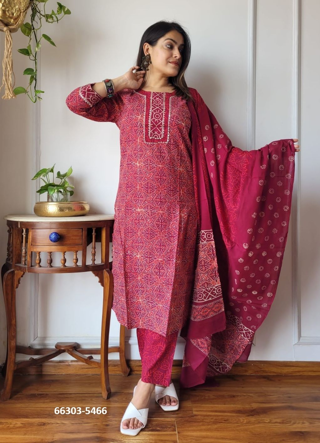 PURE HAND BAGRU PRINT COTTONS 1 - Catalog # 66303 (Set of 10 Readymade Salwar Suits)