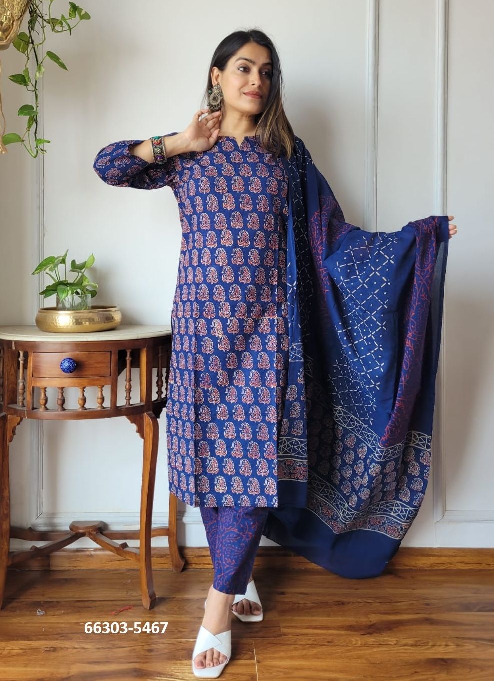 PURE HAND BAGRU PRINT COTTONS 1 - Catalog # 66303 (Set of 10 Readymade Salwar Suits)
