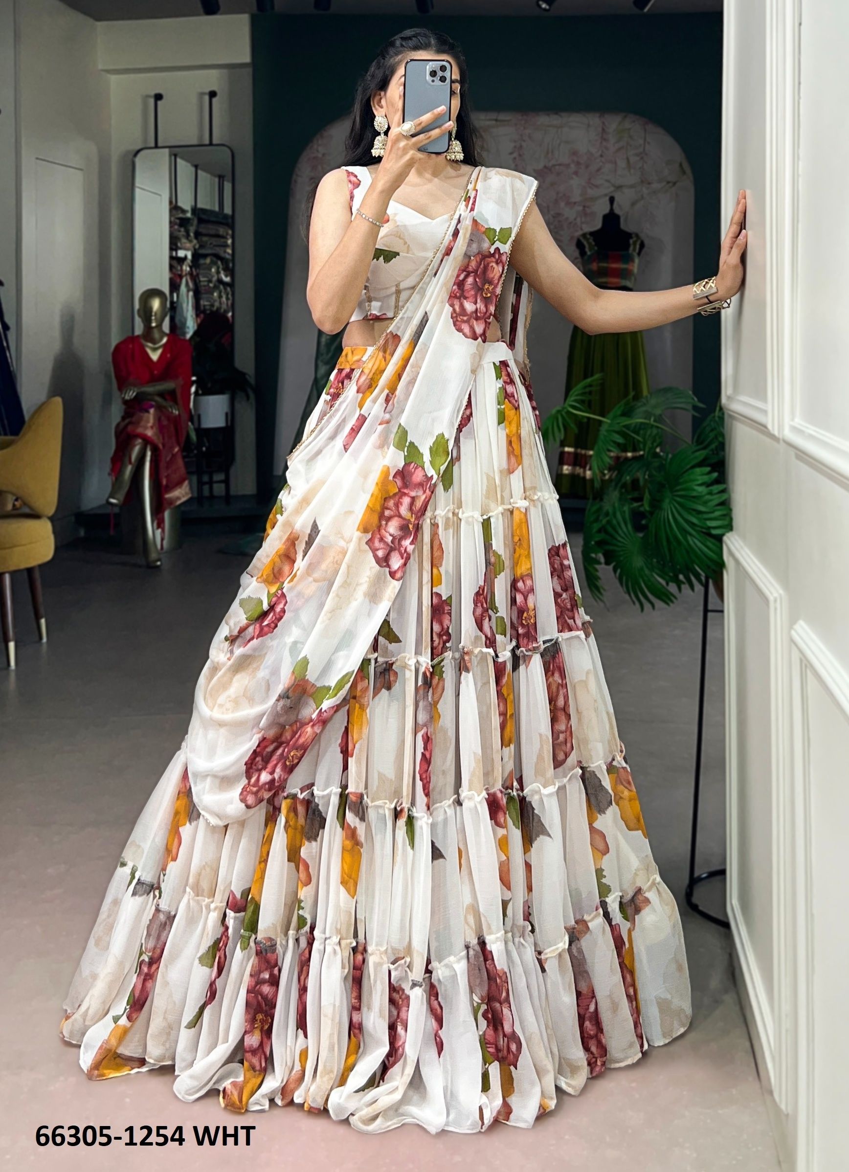 SERIES 1254 - Catalog # 66305 (Set of 4 Semi-Stitched Lehengas)