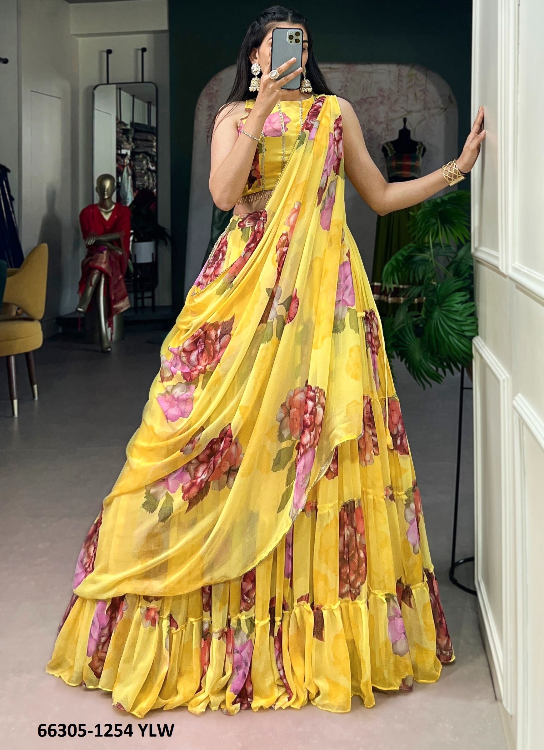 SERIES 1254 - Catalog # 66305 (Set of 4 Semi-Stitched Lehengas)