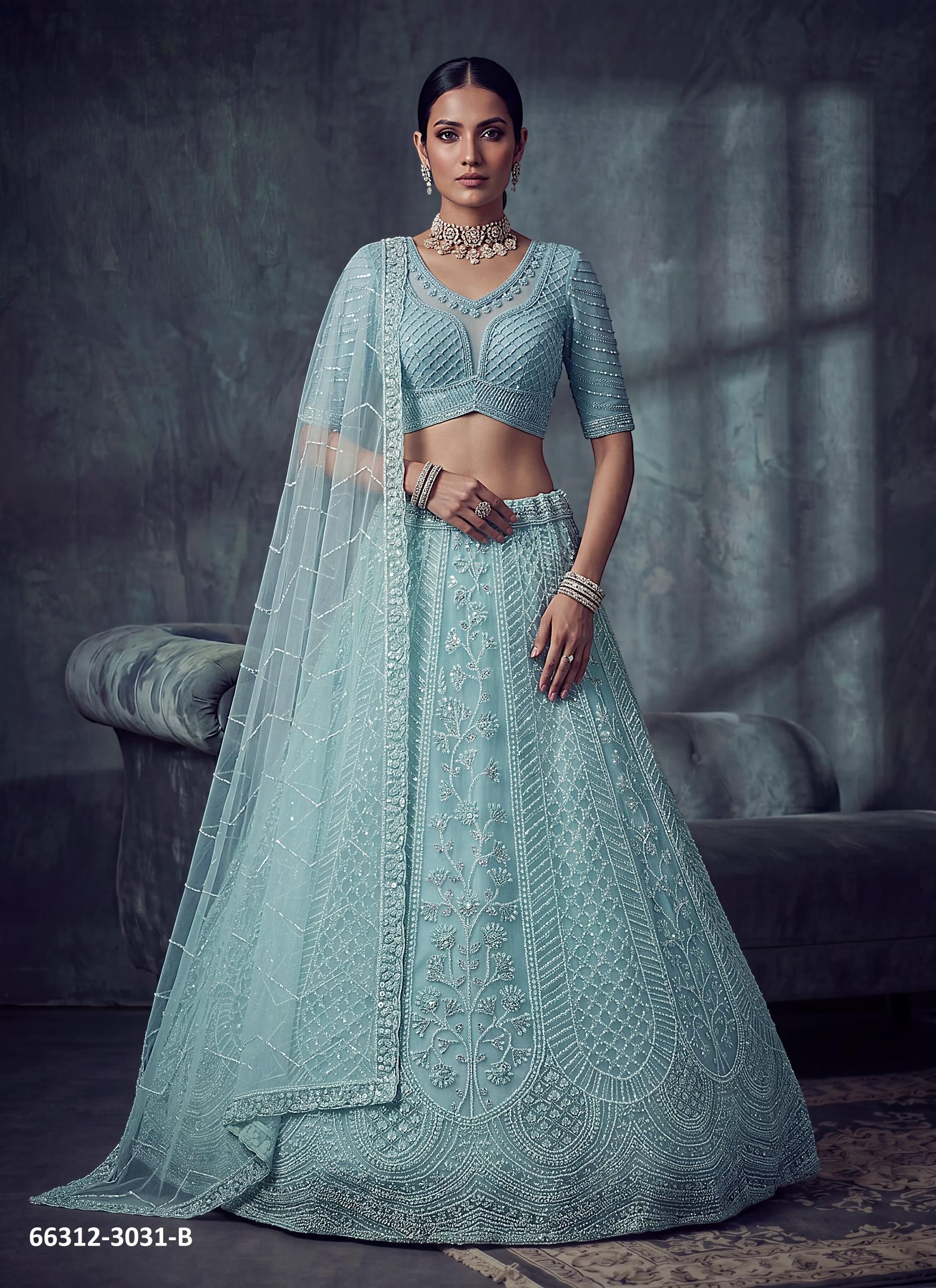 SERIES 3031 - Catalog # 66312 (Set of 5 Semi-Stitched Lehengas)