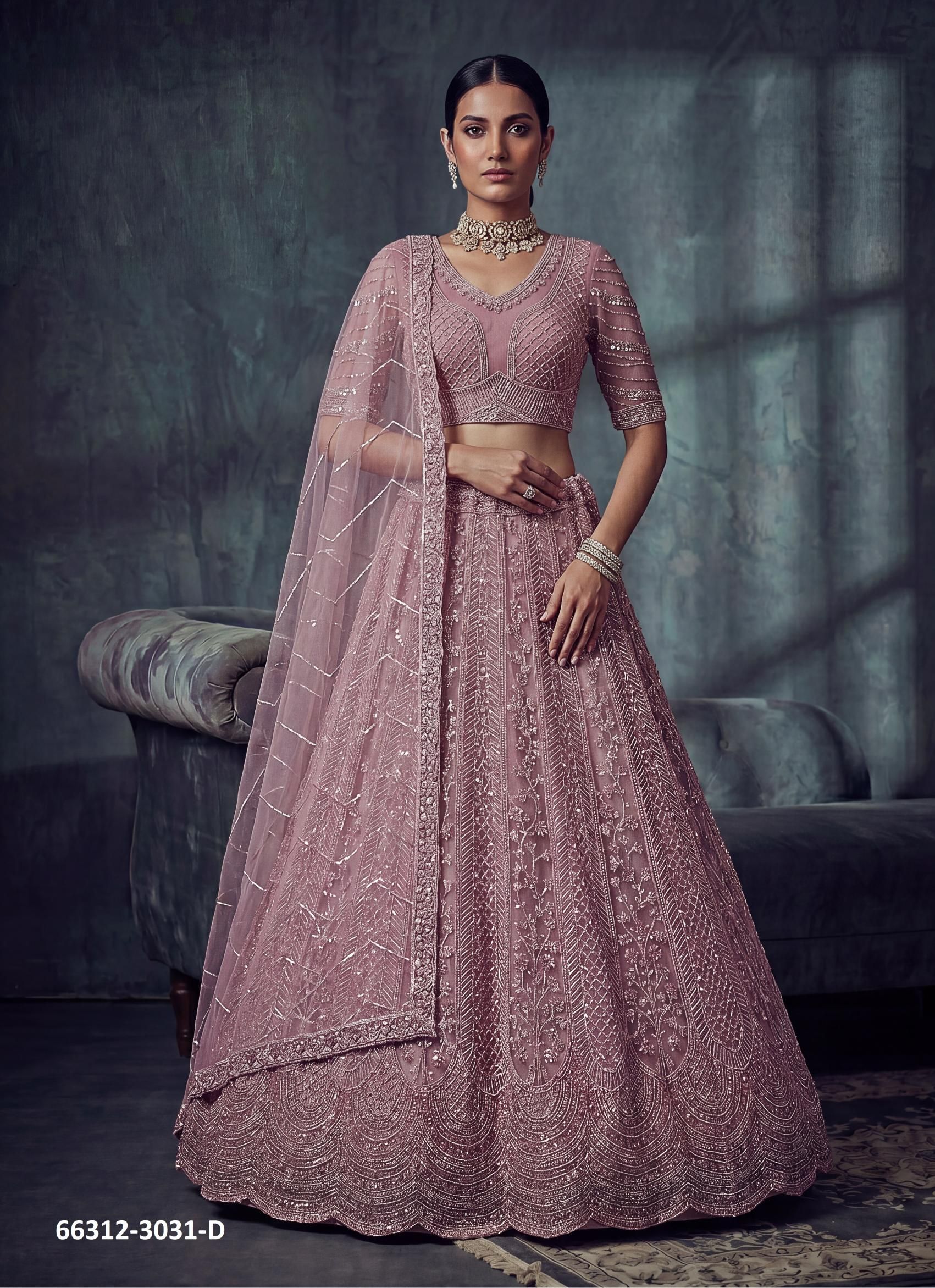 SERIES 3031 - Catalog # 66312 (Set of 5 Semi-Stitched Lehengas)