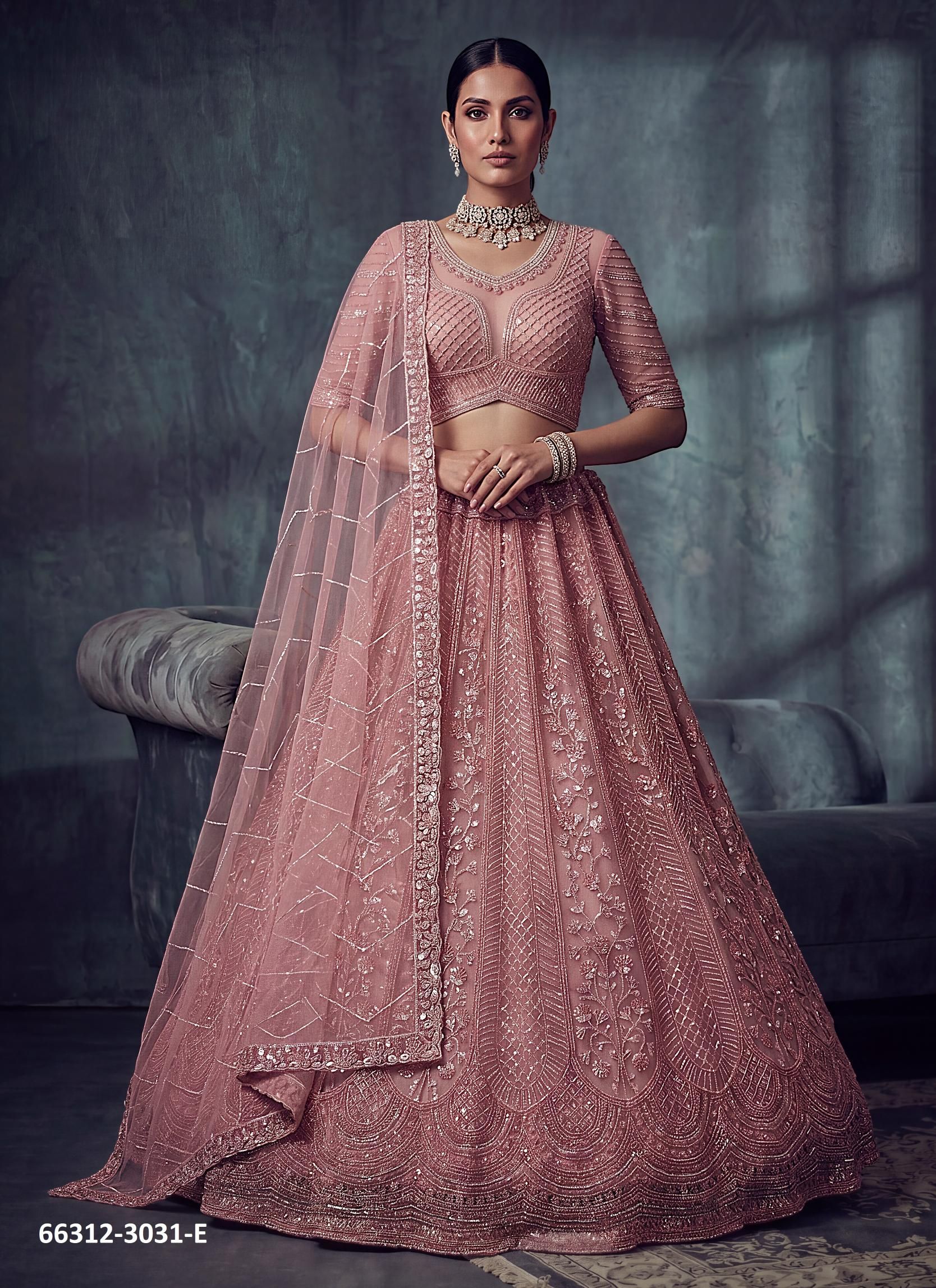 SERIES 3031 - Catalog # 66312 (Set of 5 Semi-Stitched Lehengas)