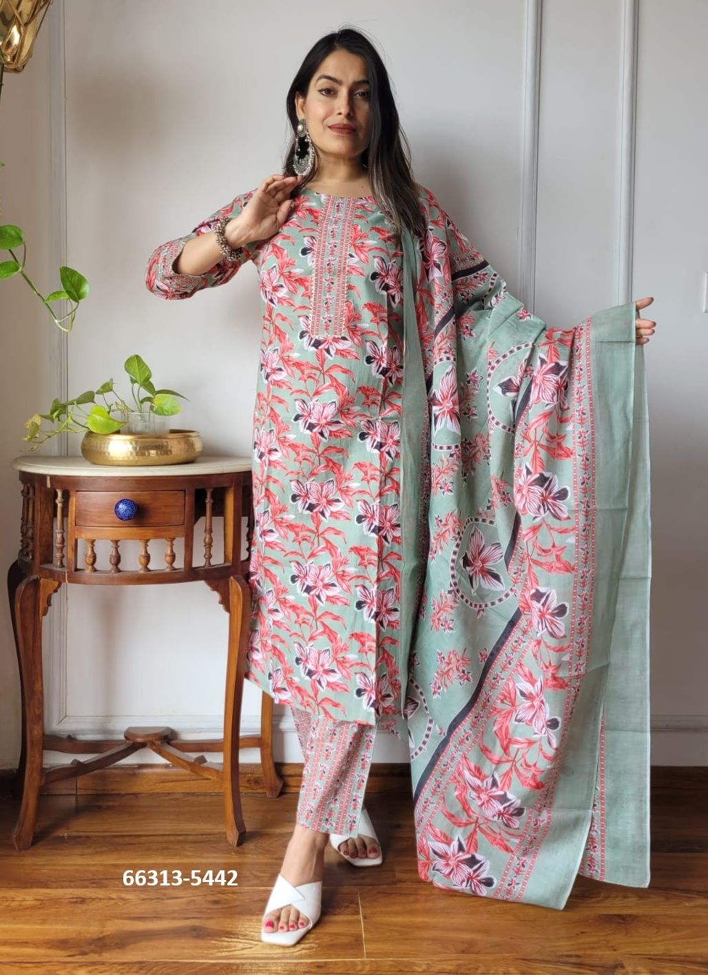 PURE HAND BAGRU PRINT COTTONS 2 - Catalog # 66313 (Set of 10 Readymade Salwar Suits)