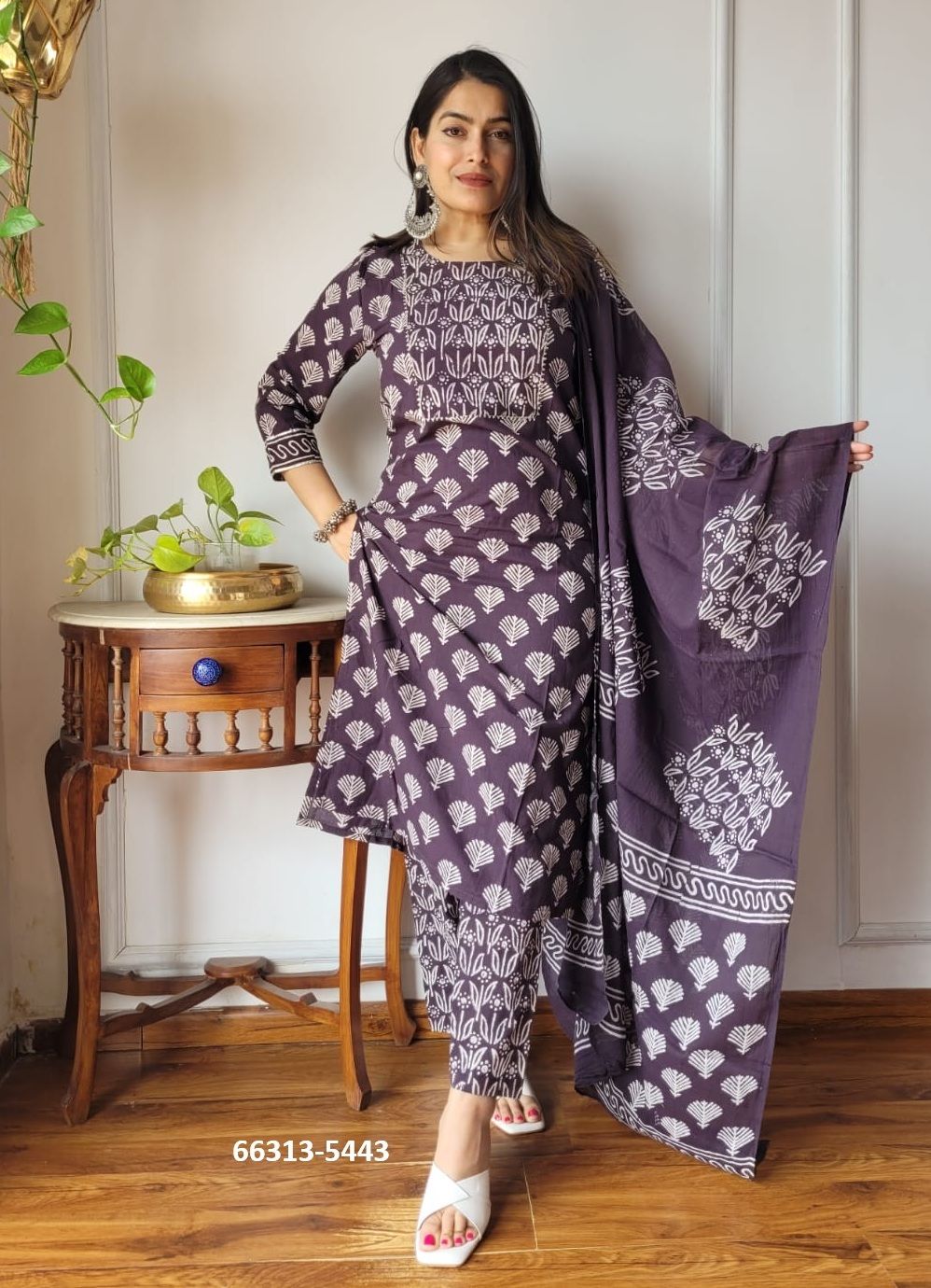 PURE HAND BAGRU PRINT COTTONS 2 - Catalog # 66313 (Set of 10 Readymade Salwar Suits)