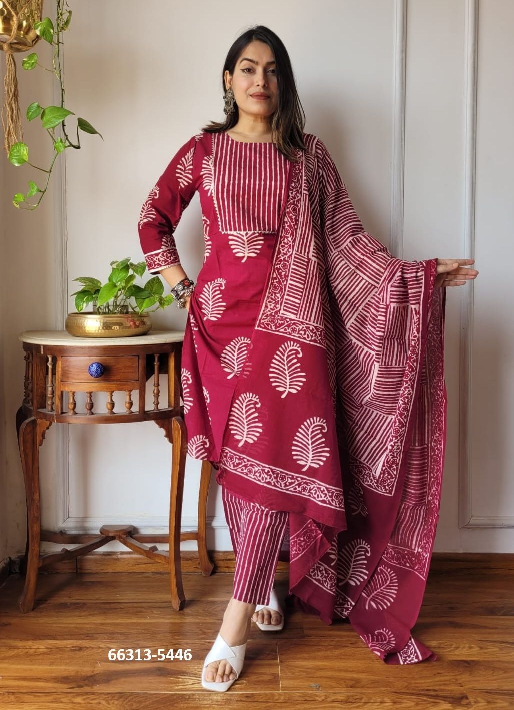 PURE HAND BAGRU PRINT COTTONS 2 - Catalog # 66313 (Set of 10 Readymade Salwar Suits)