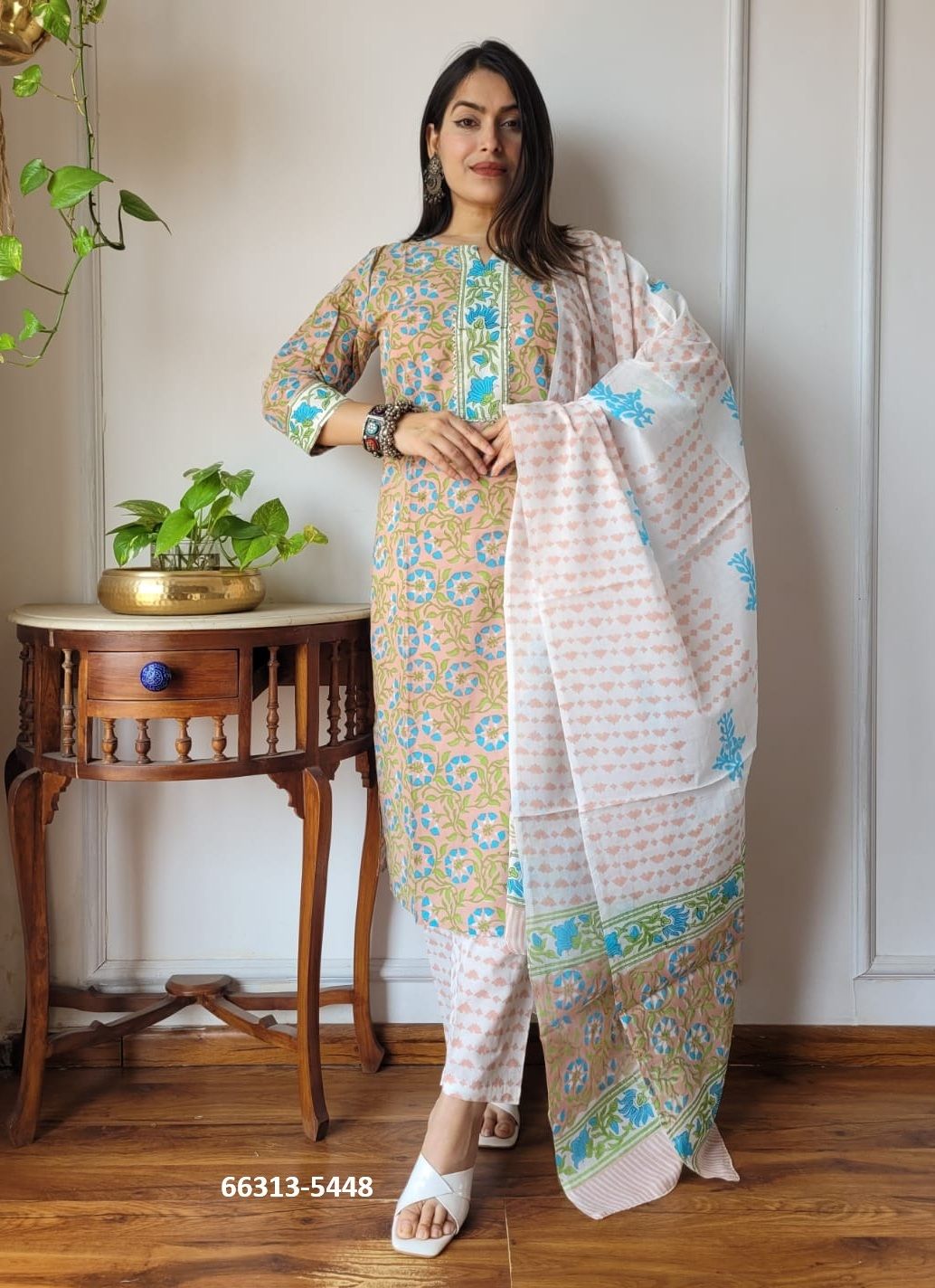 PURE HAND BAGRU PRINT COTTONS 2 - Catalog # 66313 (Set of 10 Readymade Salwar Suits)