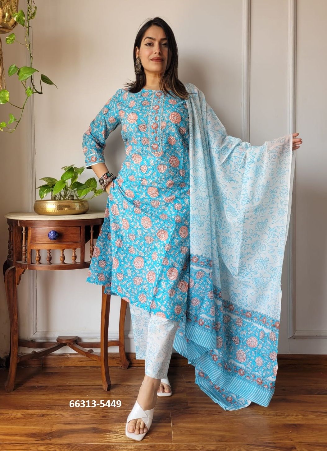 PURE HAND BAGRU PRINT COTTONS 2 - Catalog # 66313 (Set of 10 Readymade Salwar Suits)