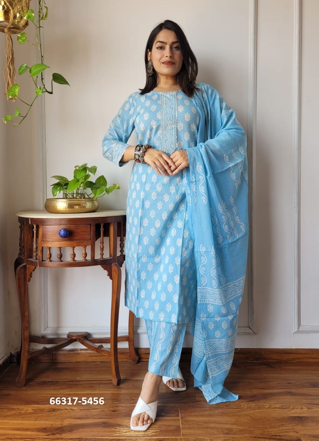 PURE HAND BAGRU PRINT COTTONS 3 - Catalog # 66317 (Set of 10 Readymade Salwar Suits)