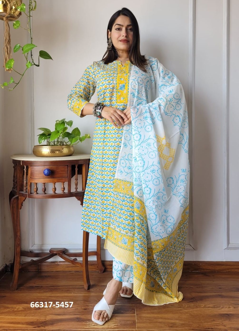 PURE HAND BAGRU PRINT COTTONS 3 - Catalog # 66317 (Set of 10 Readymade Salwar Suits)