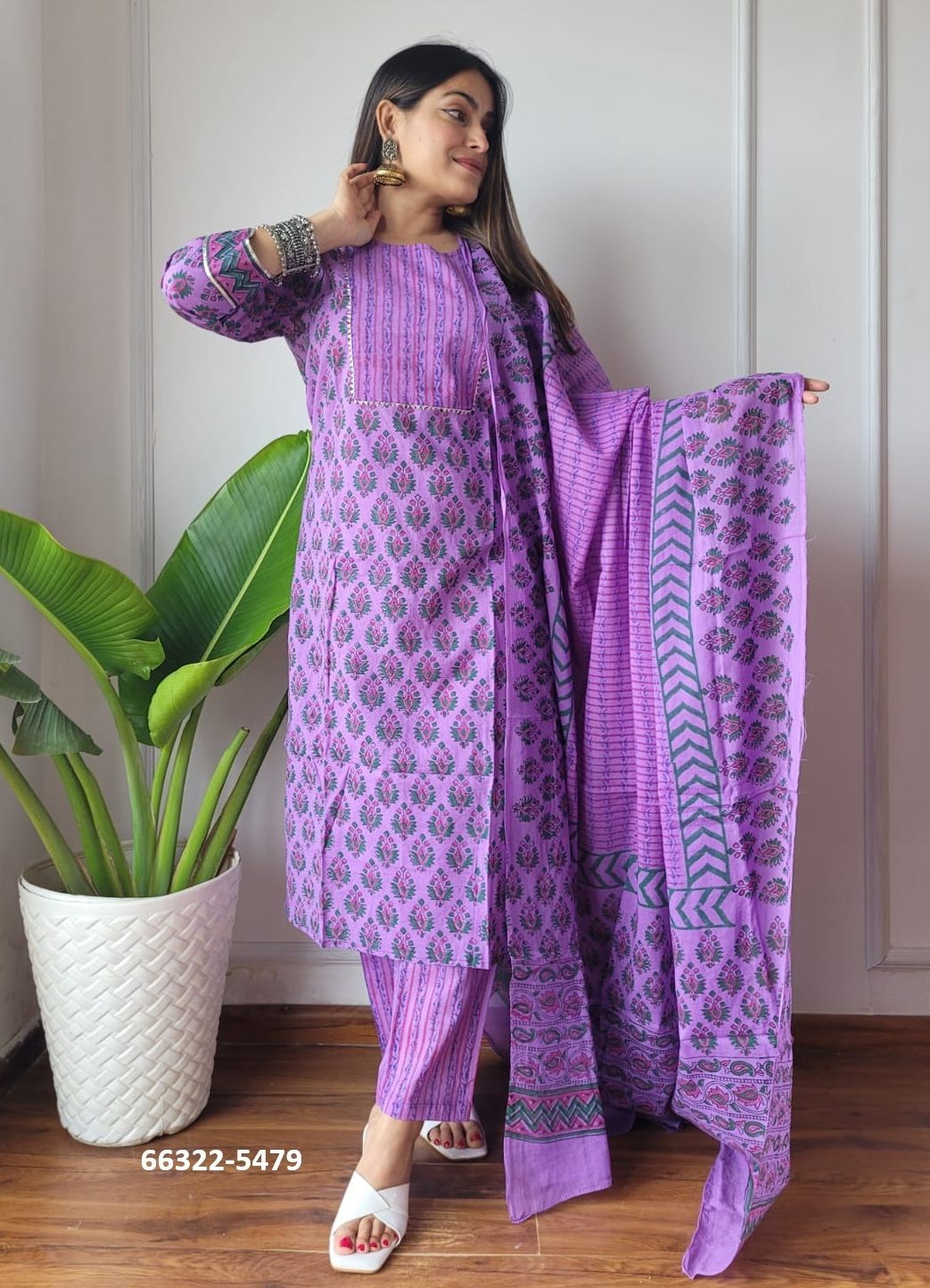 PURE HAND BAGRU PRINT COTTONS 4 - Catalog # 66322 (Set of 10 Readymade Salwar Suits)