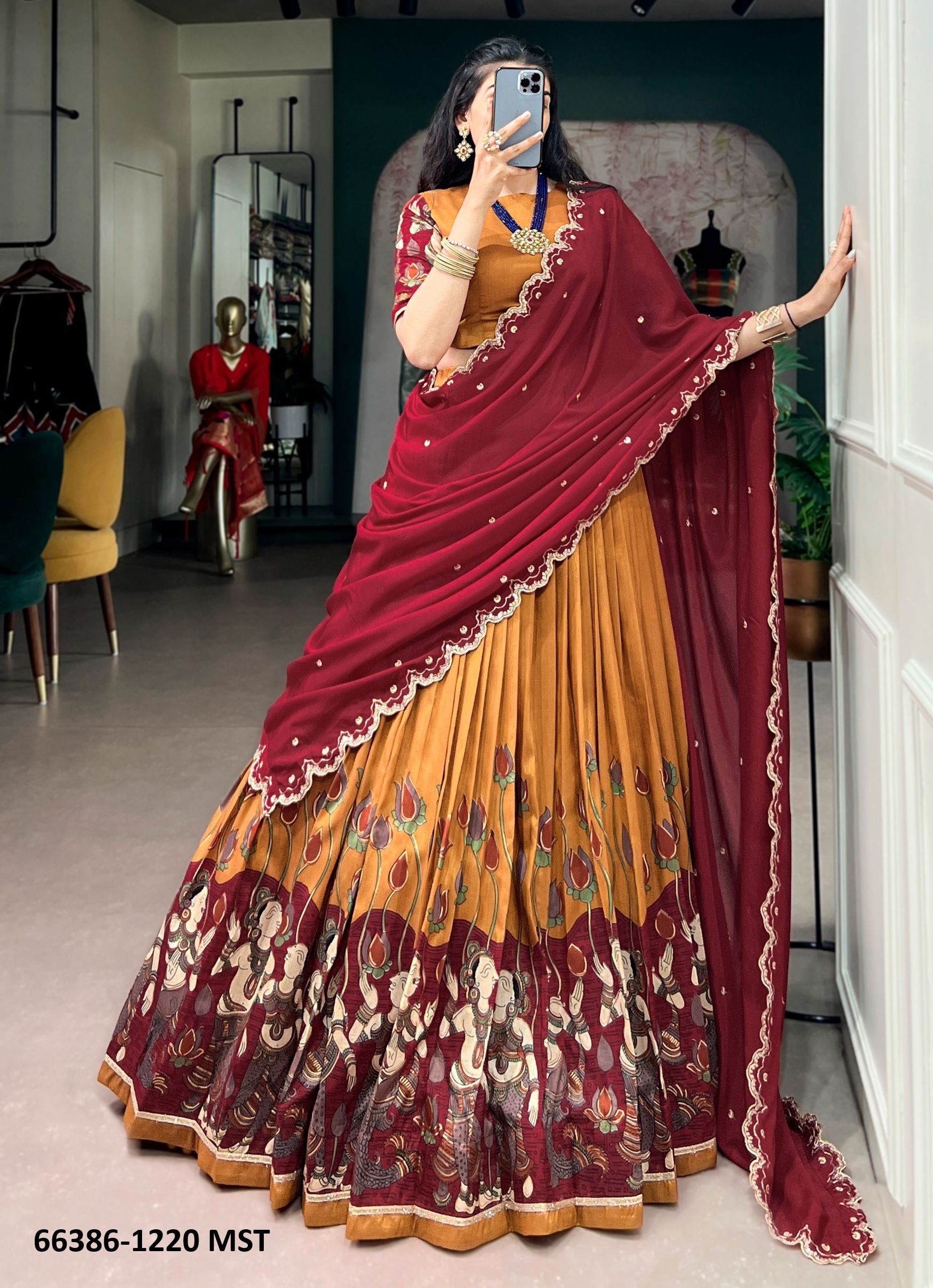SERIES 1220 - Catalog # 66386 (Set of 4 Semi-Stitched Lehengas) SERIES 1220 - Catalog # 66386 (Set of 4 Semi-Stitched Lehengas)