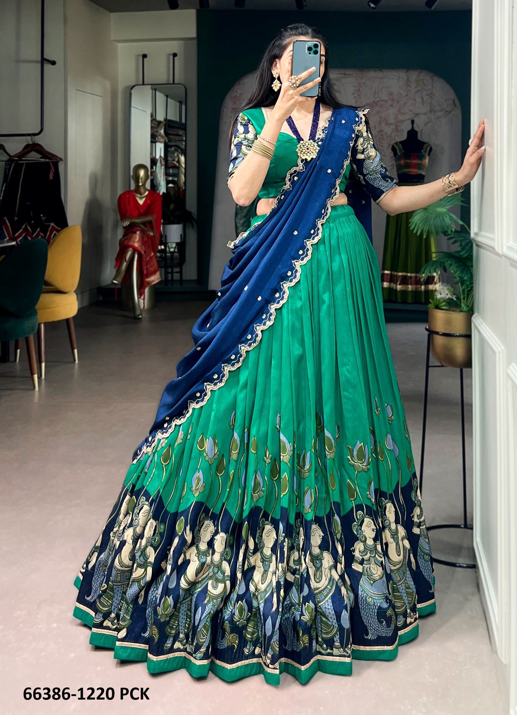SERIES 1220 - Catalog # 66386 (Set of 4 Semi-Stitched Lehengas) SERIES 1220 - Catalog # 66386 (Set of 4 Semi-Stitched Lehengas)