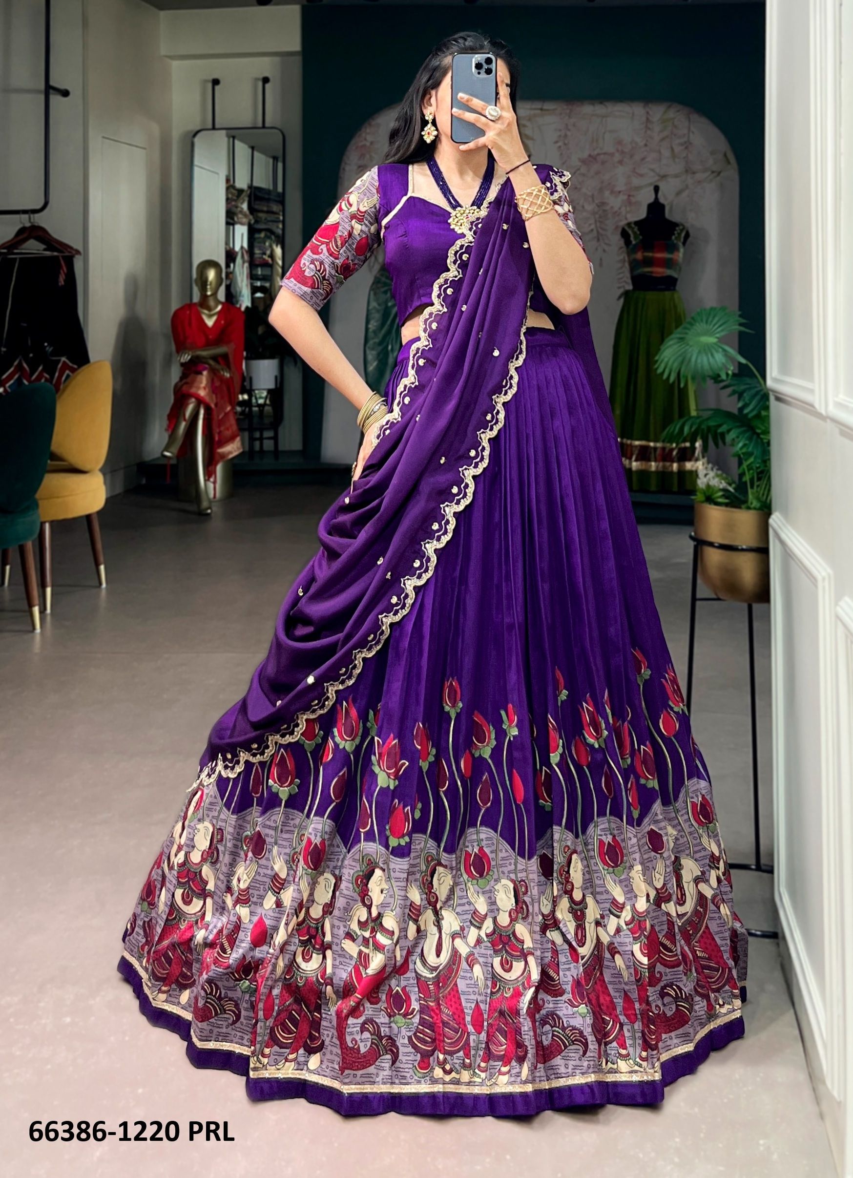SERIES 1220 - Catalog # 66386 (Set of 4 Semi-Stitched Lehengas) SERIES 1220 - Catalog # 66386 (Set of 4 Semi-Stitched Lehengas)