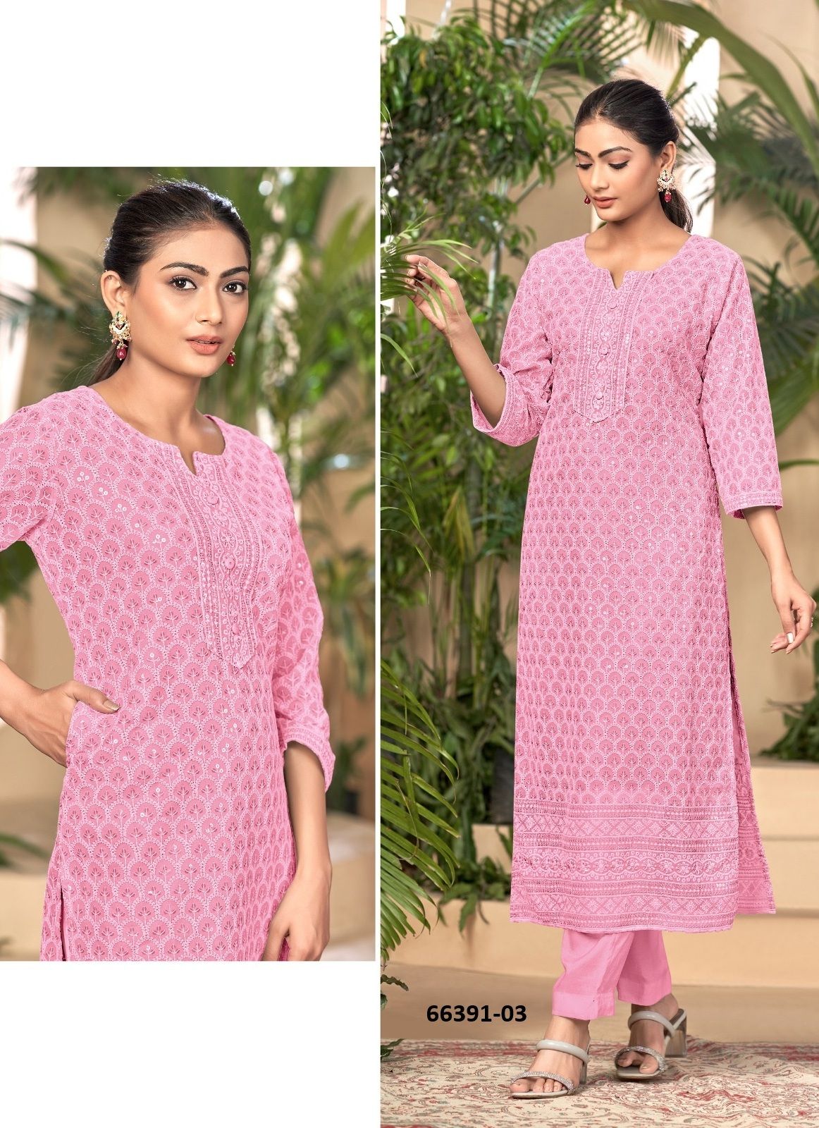 KIARA - Catalog # 66391 (Set of 3 SIZE-SETS [Readymade Women's Kurtis / Tops])
