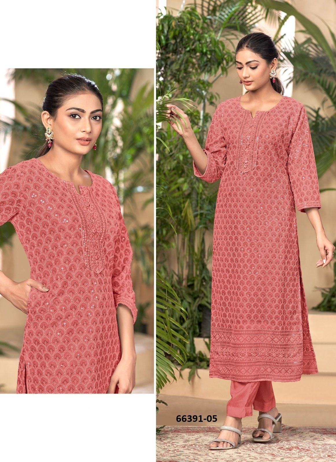 KIARA - Catalog # 66391 (Set of 3 SIZE-SETS [Readymade Women's Kurtis / Tops])