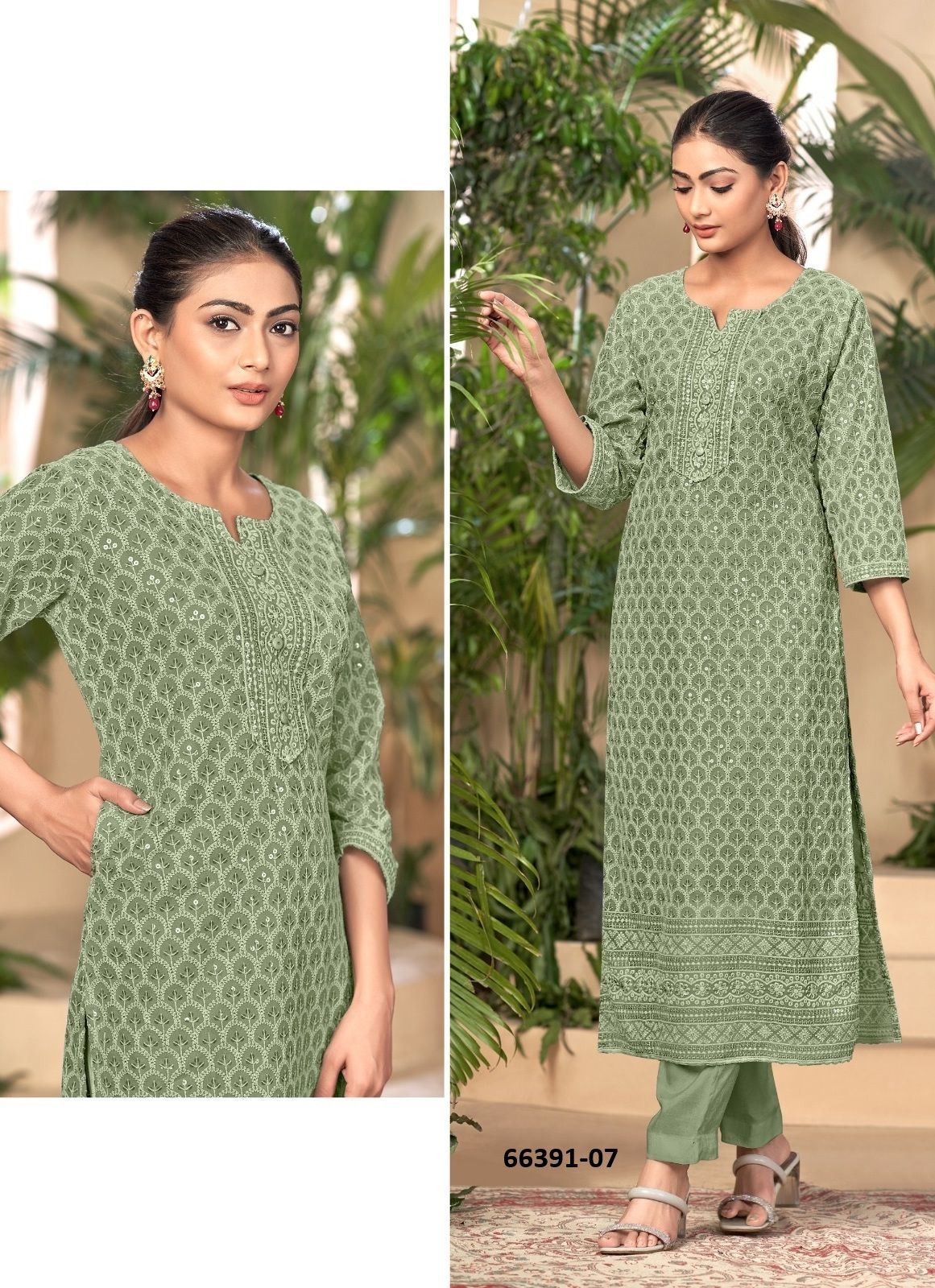 KIARA - Catalog # 66391 (Set of 3 SIZE-SETS [Readymade Women's Kurtis / Tops])