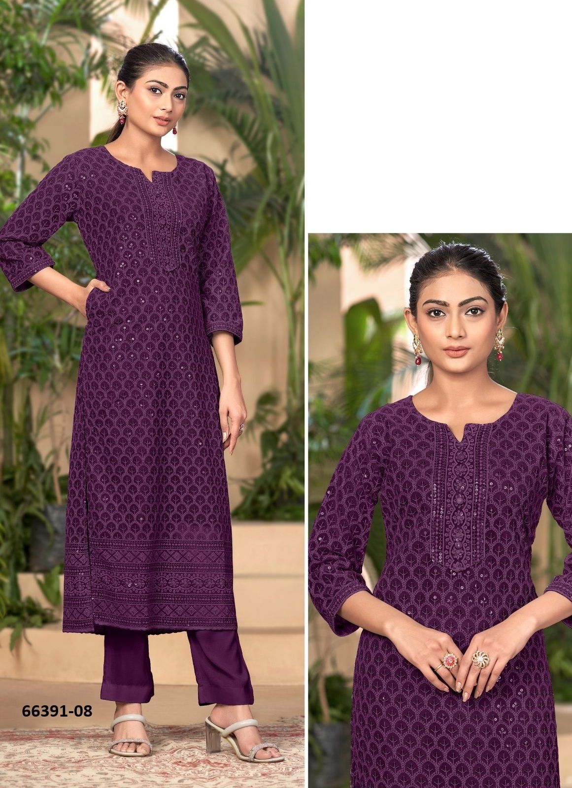 KIARA - Catalog # 66391 (Set of 3 SIZE-SETS [Readymade Women's Kurtis / Tops])