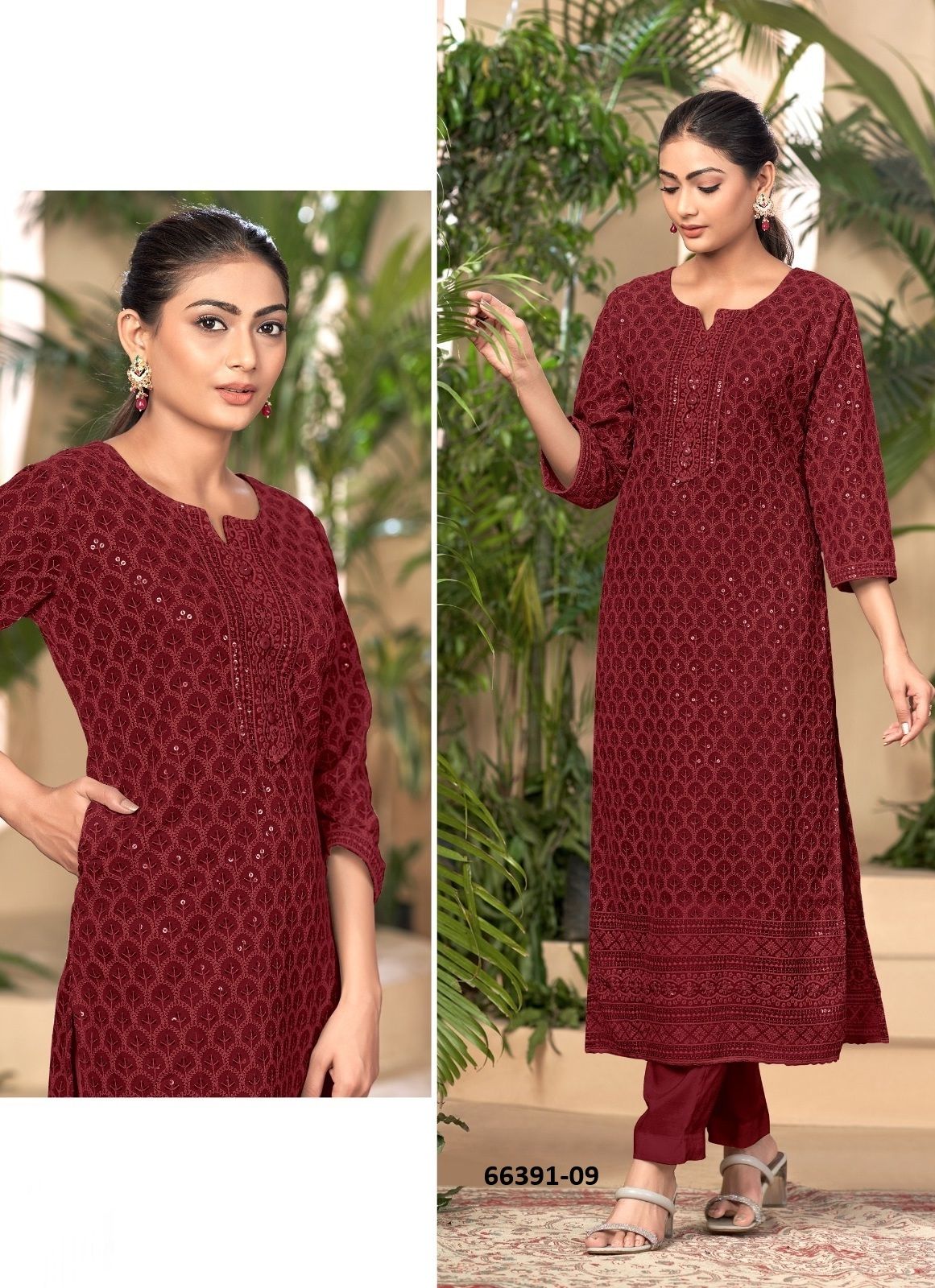 KIARA - Catalog # 66391 (Set of 3 SIZE-SETS [Readymade Women's Kurtis / Tops])