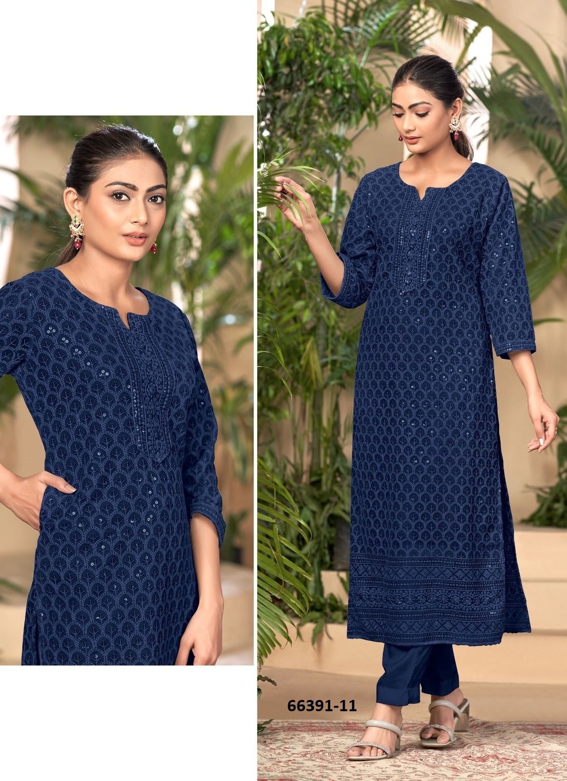 KIARA - Catalog # 66391 (Set of 3 SIZE-SETS [Readymade Women's Kurtis / Tops])