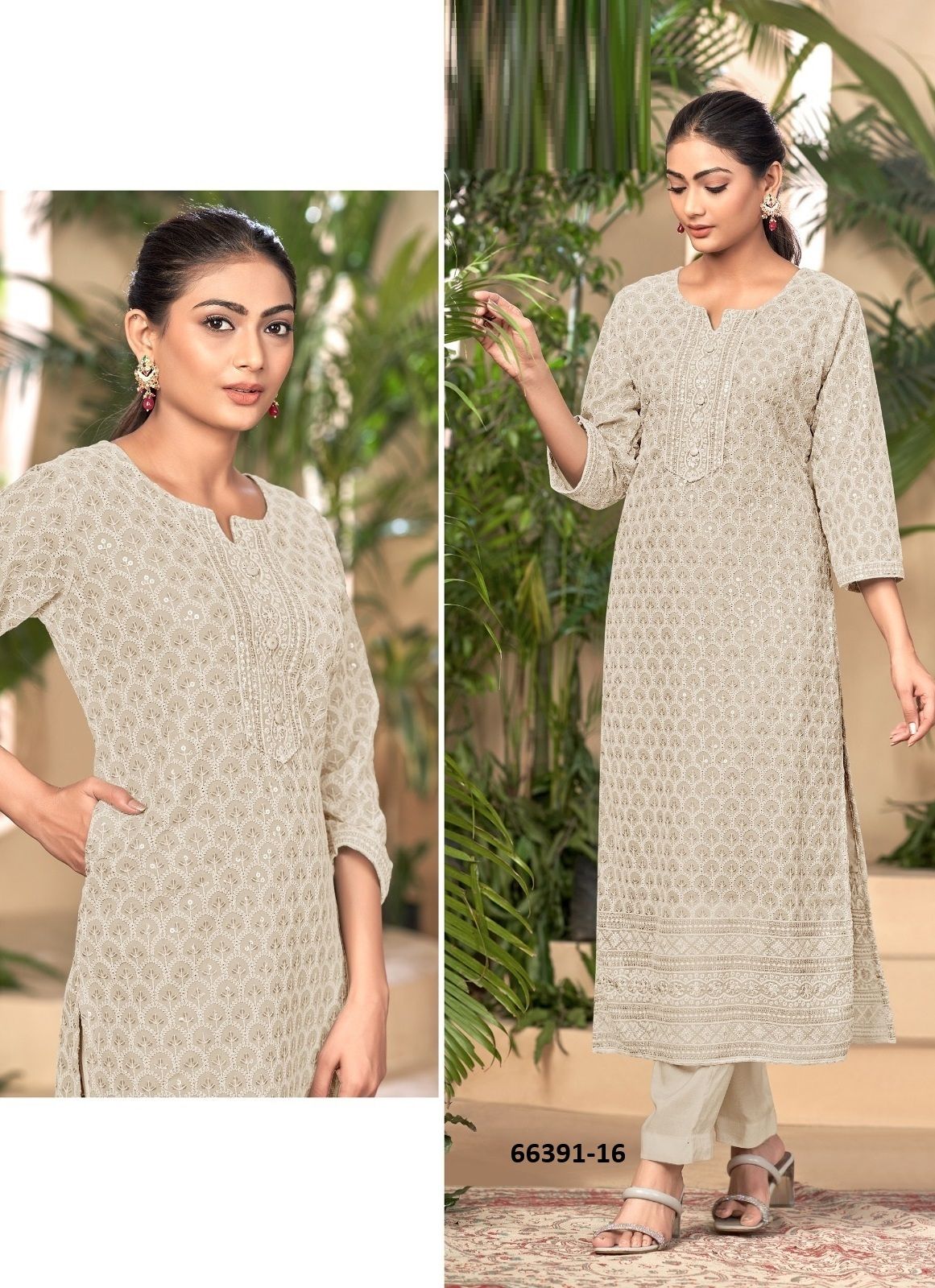 KIARA - Catalog # 66391 (Set of 3 SIZE-SETS [Readymade Women's Kurtis / Tops])
