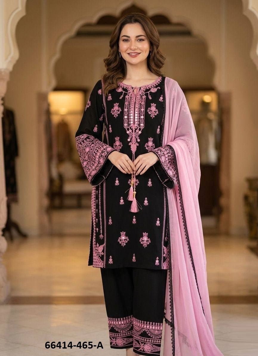 SERIES 465 - Catalog # 66414 (Set of 3 Readymade Salwar Suits) SERIES 465 - Catalog # 66414 (Set of 3 Readymade Salwar Suits)