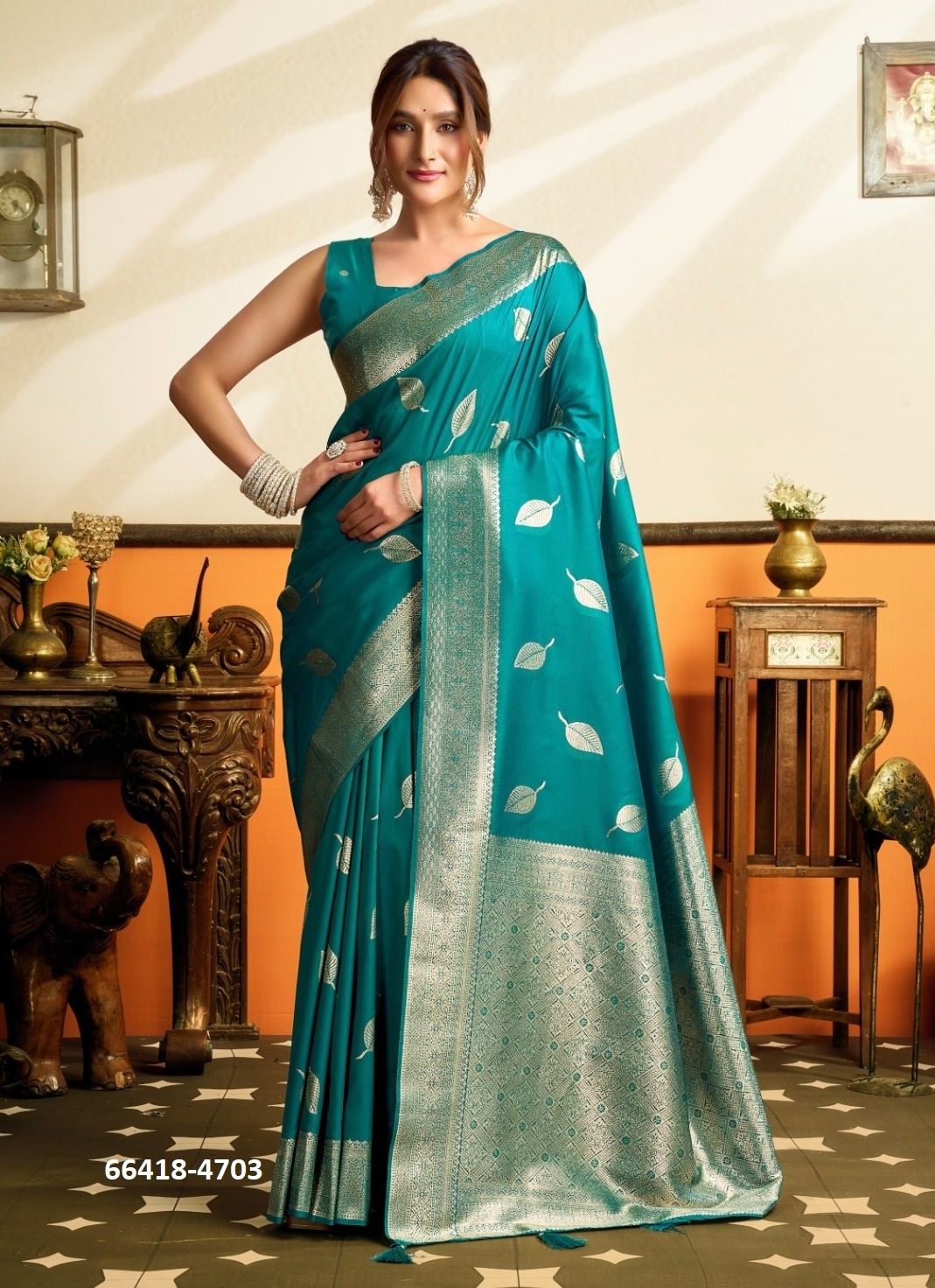 SAROJ - Catalog # 66418 (Set of 5 Sarees)