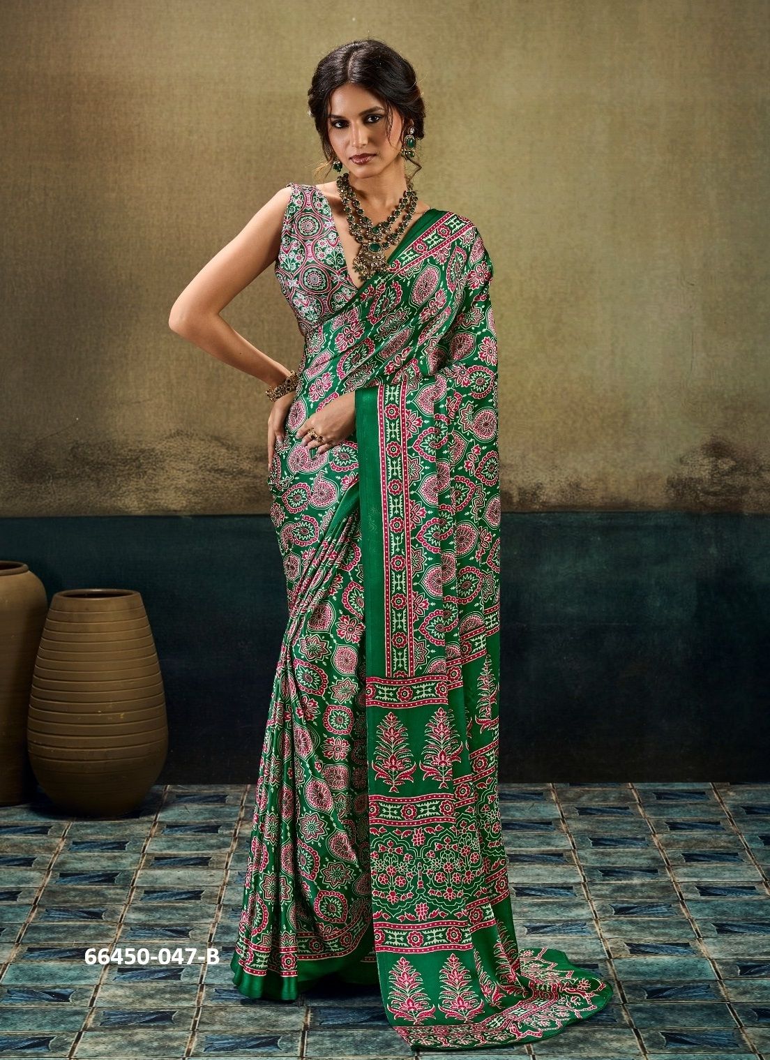 PURE AJRAKH 47 - Catalog # 66450 (Set of 6 Sarees)