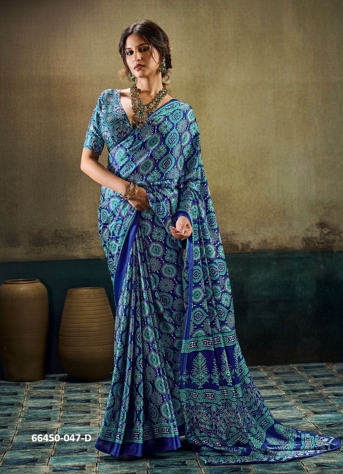 PURE AJRAKH 47 - Catalog # 66450 (Set of 6 Sarees)