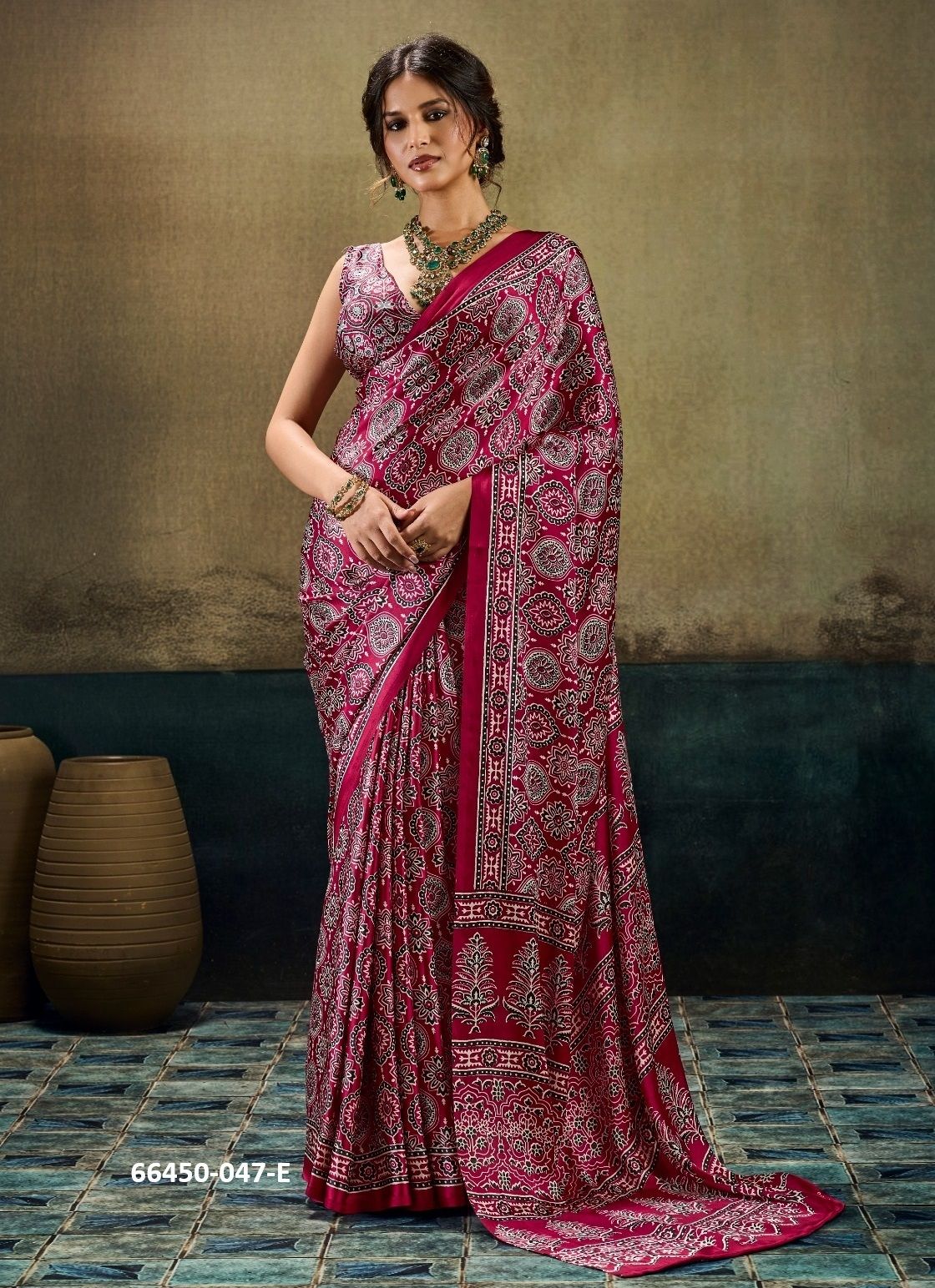 PURE AJRAKH 47 - Catalog # 66450 (Set of 6 Sarees)