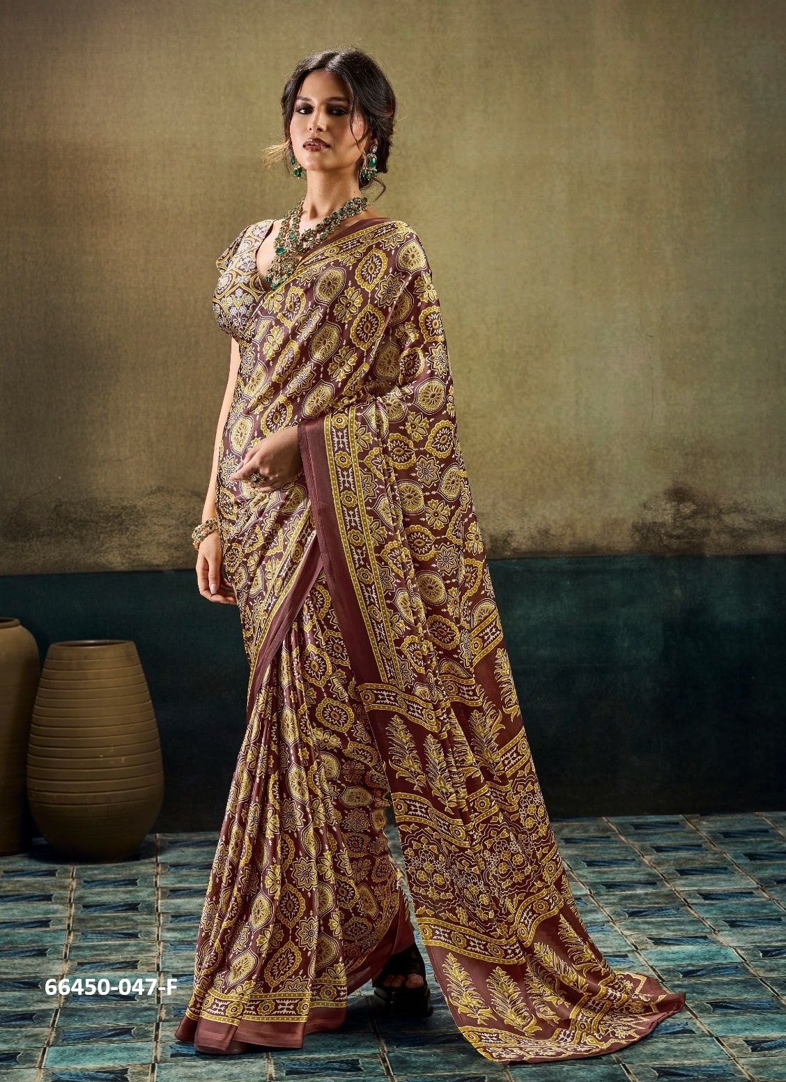 PURE AJRAKH 47 - Catalog # 66450 (Set of 6 Sarees)