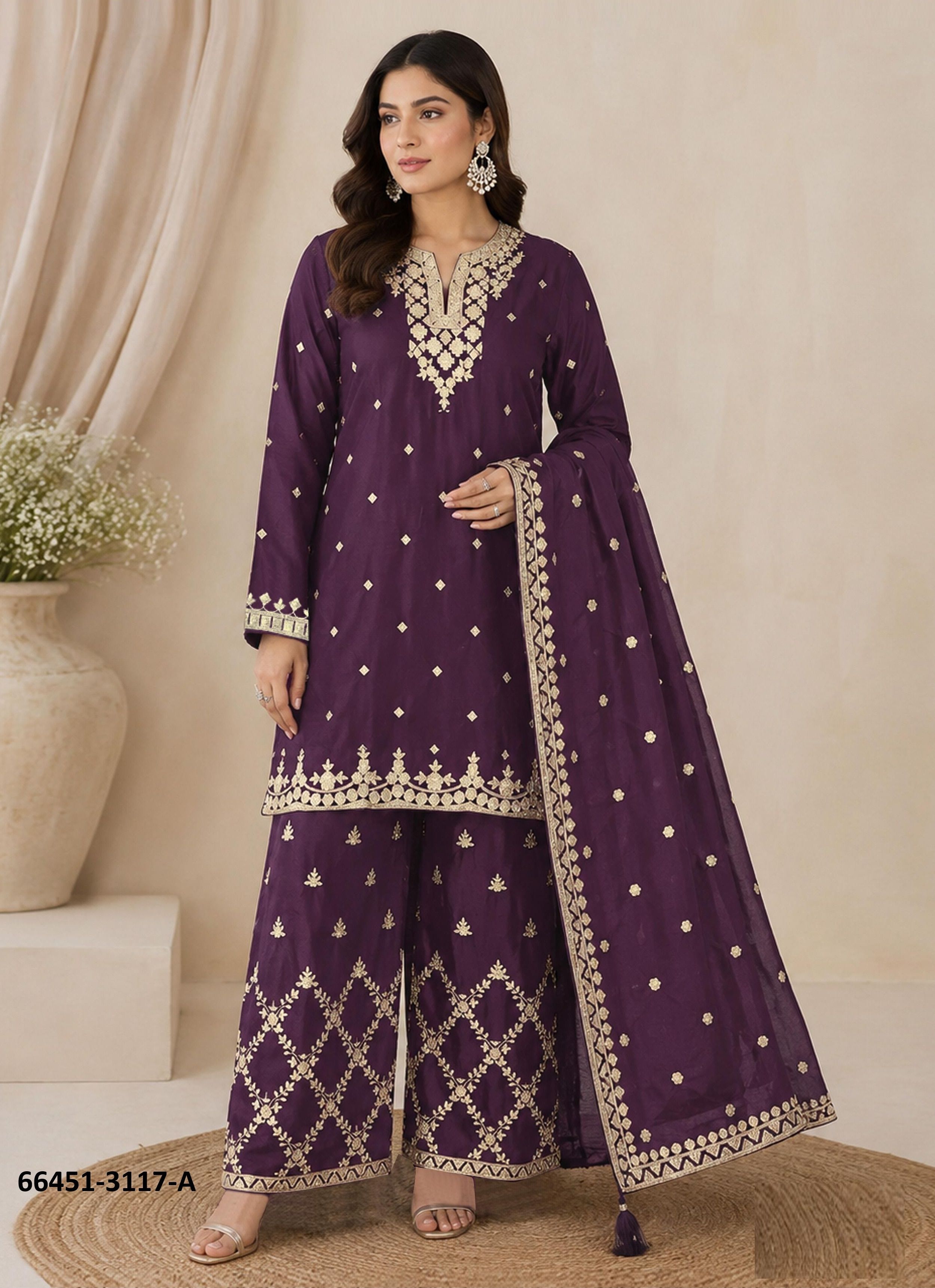 SERIES 3117 - Catalog # 66451 (Set of 4 Semi-Stitched / Un-Stitched Suits) SERIES 3117 - Catalog # 66451 (Set of 4 Semi-Stitched / Un-Stitched Suits)