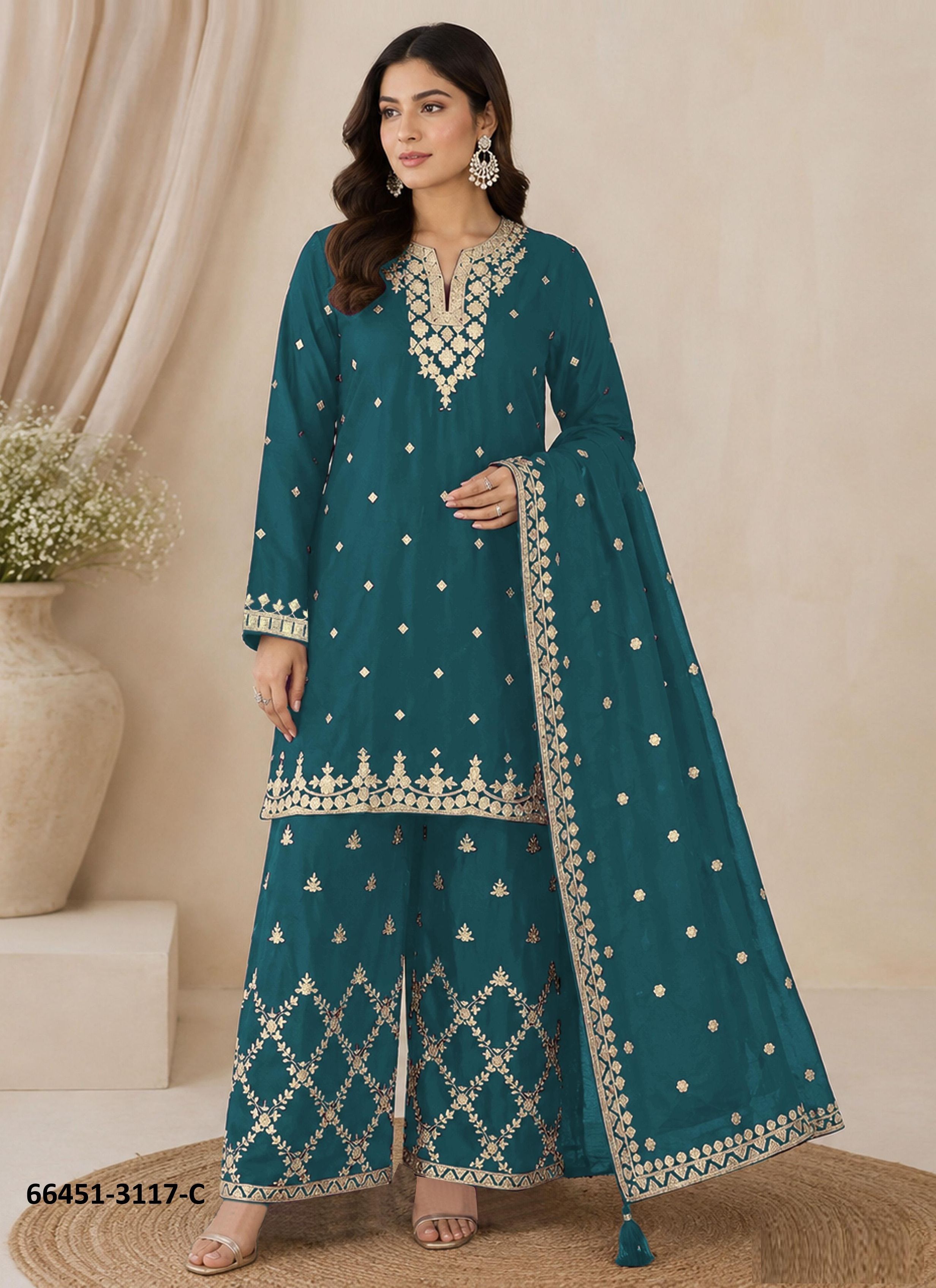 SERIES 3117 - Catalog # 66451 (Set of 4 Semi-Stitched / Un-Stitched Suits) SERIES 3117 - Catalog # 66451 (Set of 4 Semi-Stitched / Un-Stitched Suits)