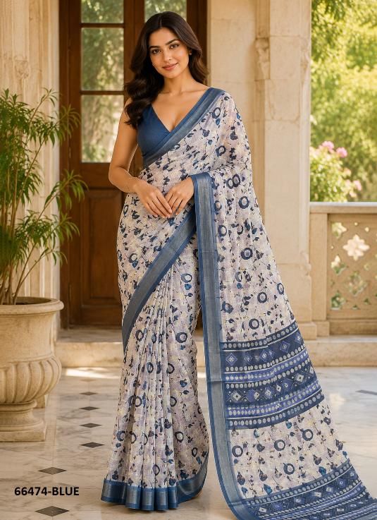 LINEN SILK 2 - Catalog # 66474 (Set of 4 Sarees) LINEN SILK 2 - Catalog # 66474 (Set of 4 Sarees)