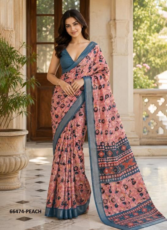 LINEN SILK 2 - Catalog # 66474 (Set of 4 Sarees) LINEN SILK 2 - Catalog # 66474 (Set of 4 Sarees)