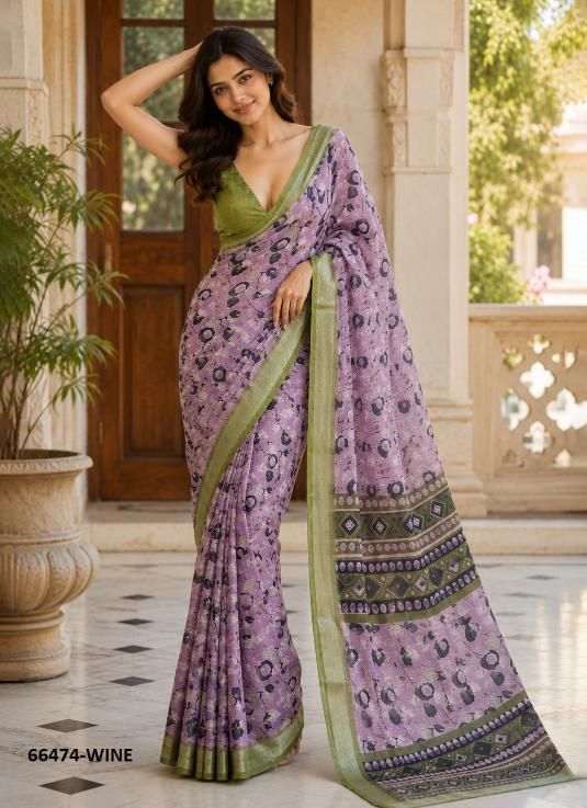 LINEN SILK 2 - Catalog # 66474 (Set of 4 Sarees) LINEN SILK 2 - Catalog # 66474 (Set of 4 Sarees)