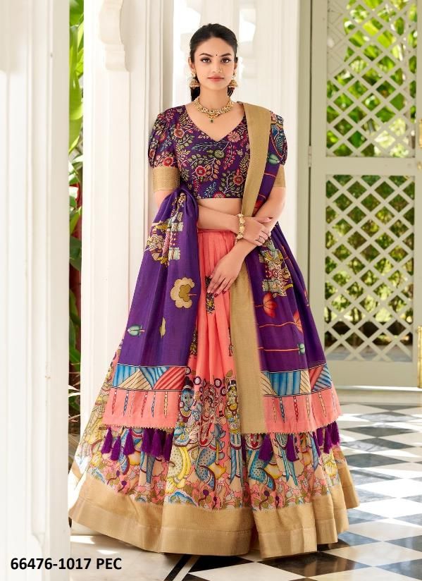 SERIES 1017 - Catalog # 66476 (Set of 4 Semi-Stitched Lehengas)