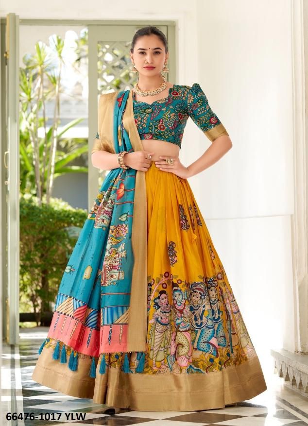 SERIES 1017 - Catalog # 66476 (Set of 4 Semi-Stitched Lehengas)