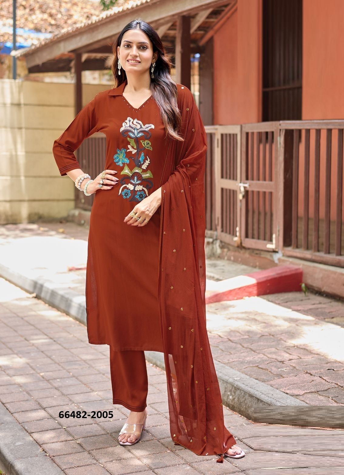 SANSKRITI - Catalog # 66482 (Set of 6 Readymade Salwar Suits)
