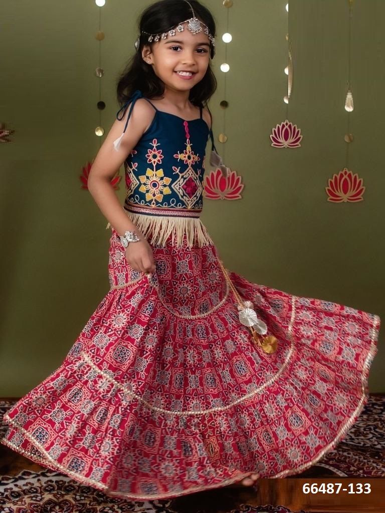 KIDS NAVRATRI 1 - Catalog # 66487 (Set of 12 Readymade Lehengas)