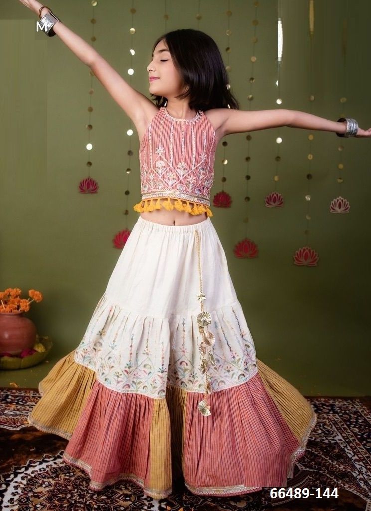 KIDS NAVRATRI 2 - Catalog # 66489 (Set of 12 Readymade Lehengas)