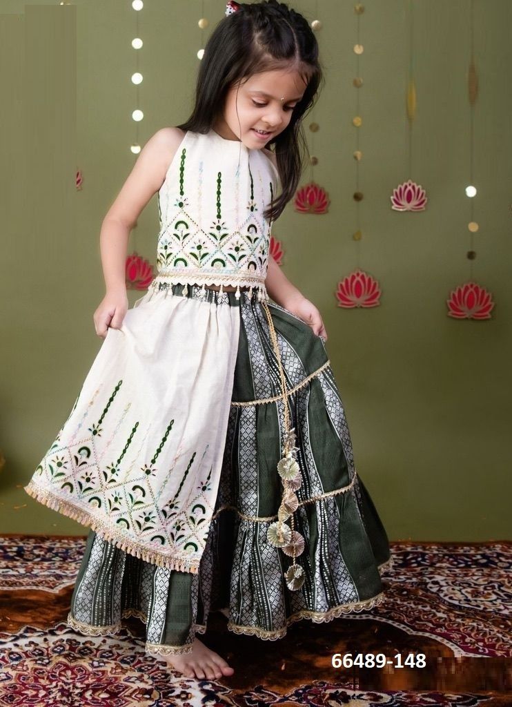 KIDS NAVRATRI 2 - Catalog # 66489 (Set of 12 Readymade Lehengas)