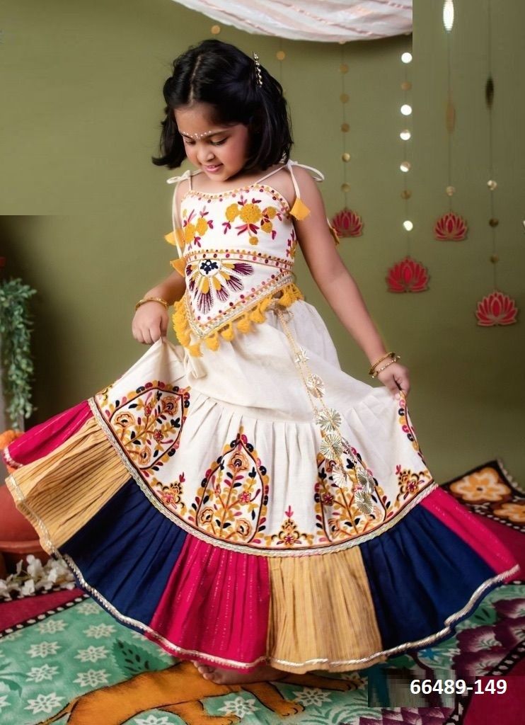 KIDS NAVRATRI 2 - Catalog # 66489 (Set of 12 Readymade Lehengas)