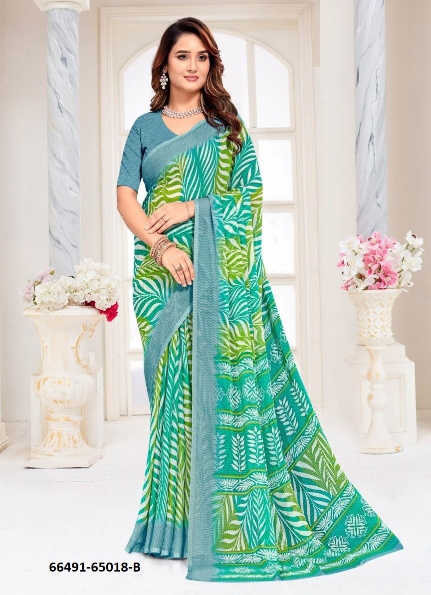 SUPER STAR CHIFFON 257 - Catalog # 66491 (Set of 6 Sarees)
