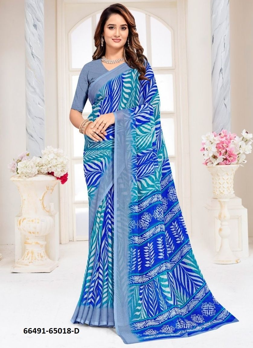SUPER STAR CHIFFON 257 - Catalog # 66491 (Set of 6 Sarees)