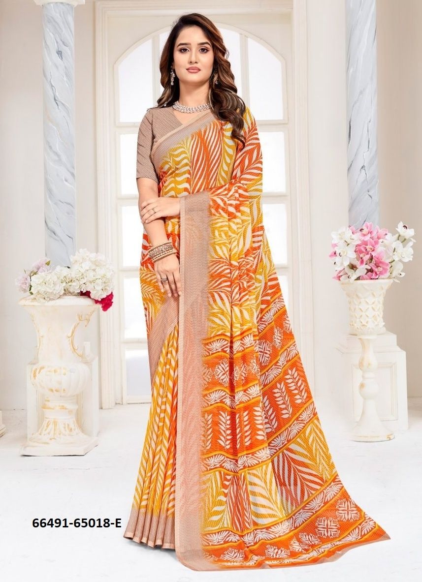 SUPER STAR CHIFFON 257 - Catalog # 66491 (Set of 6 Sarees)