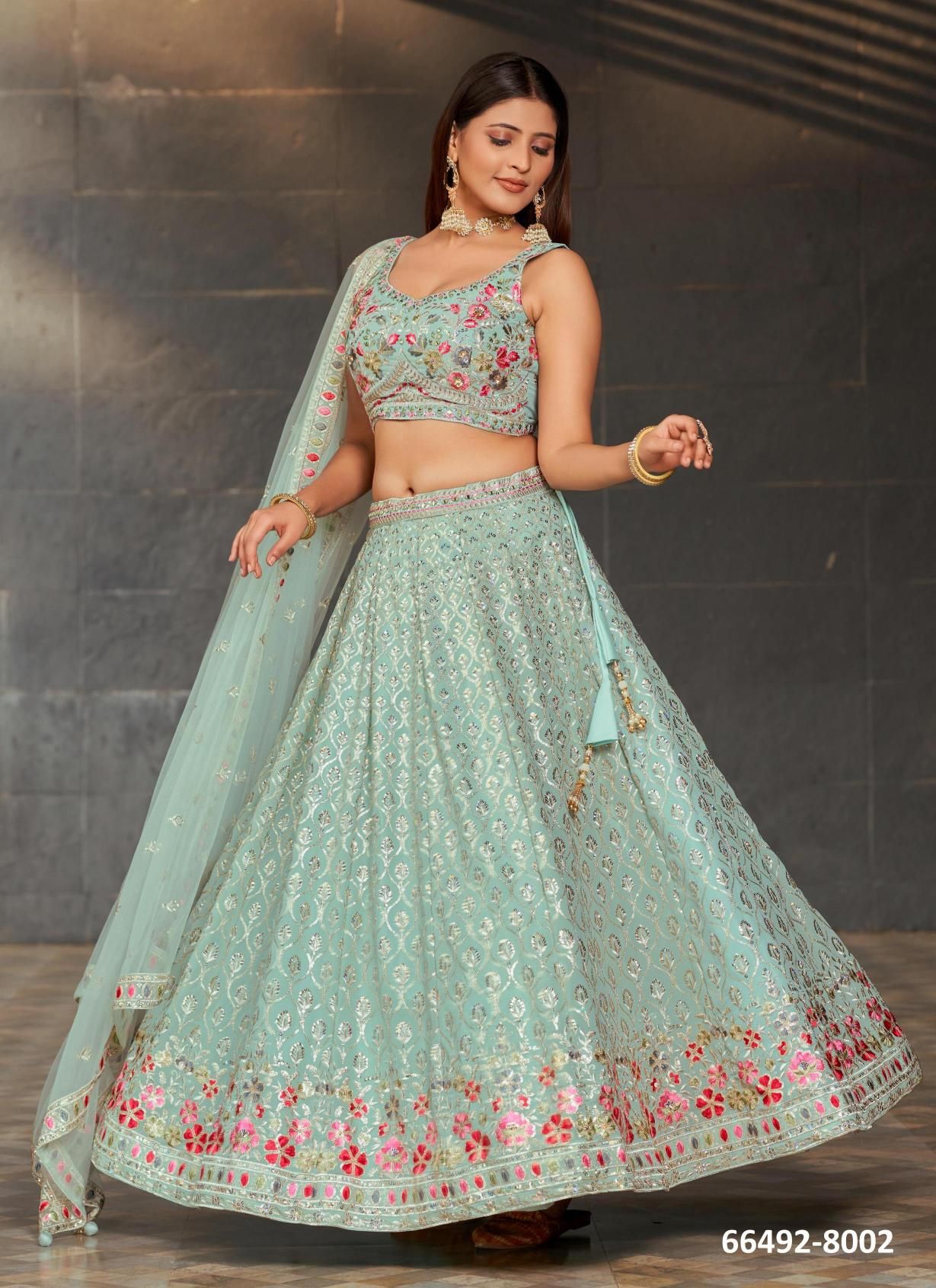 GOLDEN PALM - Catalog # 66492 (Set of 11 Semi-Stitched Lehengas) GOLDEN PALM - Catalog # 66492 (Set of 11 Semi-Stitched Lehengas)