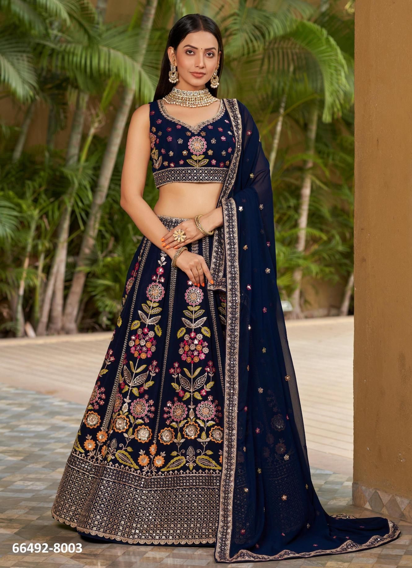 GOLDEN PALM - Catalog # 66492 (Set of 11 Semi-Stitched Lehengas) GOLDEN PALM - Catalog # 66492 (Set of 11 Semi-Stitched Lehengas)